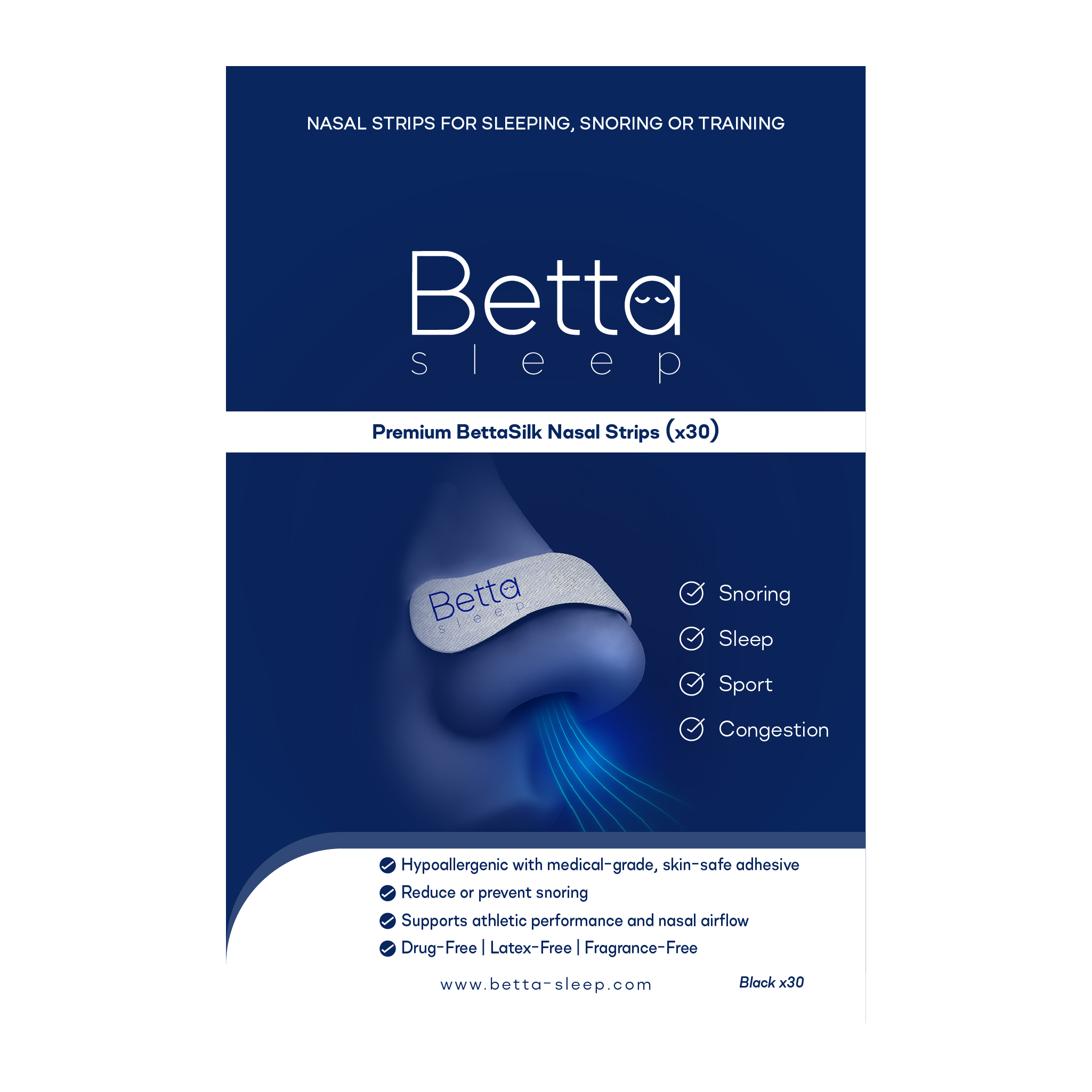 Betta Sleep Nasal Strips – 30 Pack