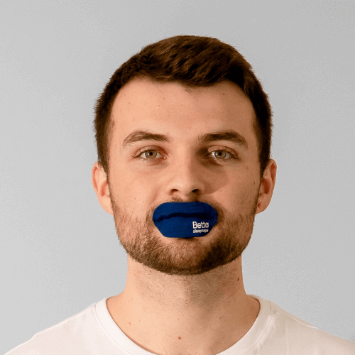 NZ Model wearing mouth tape
