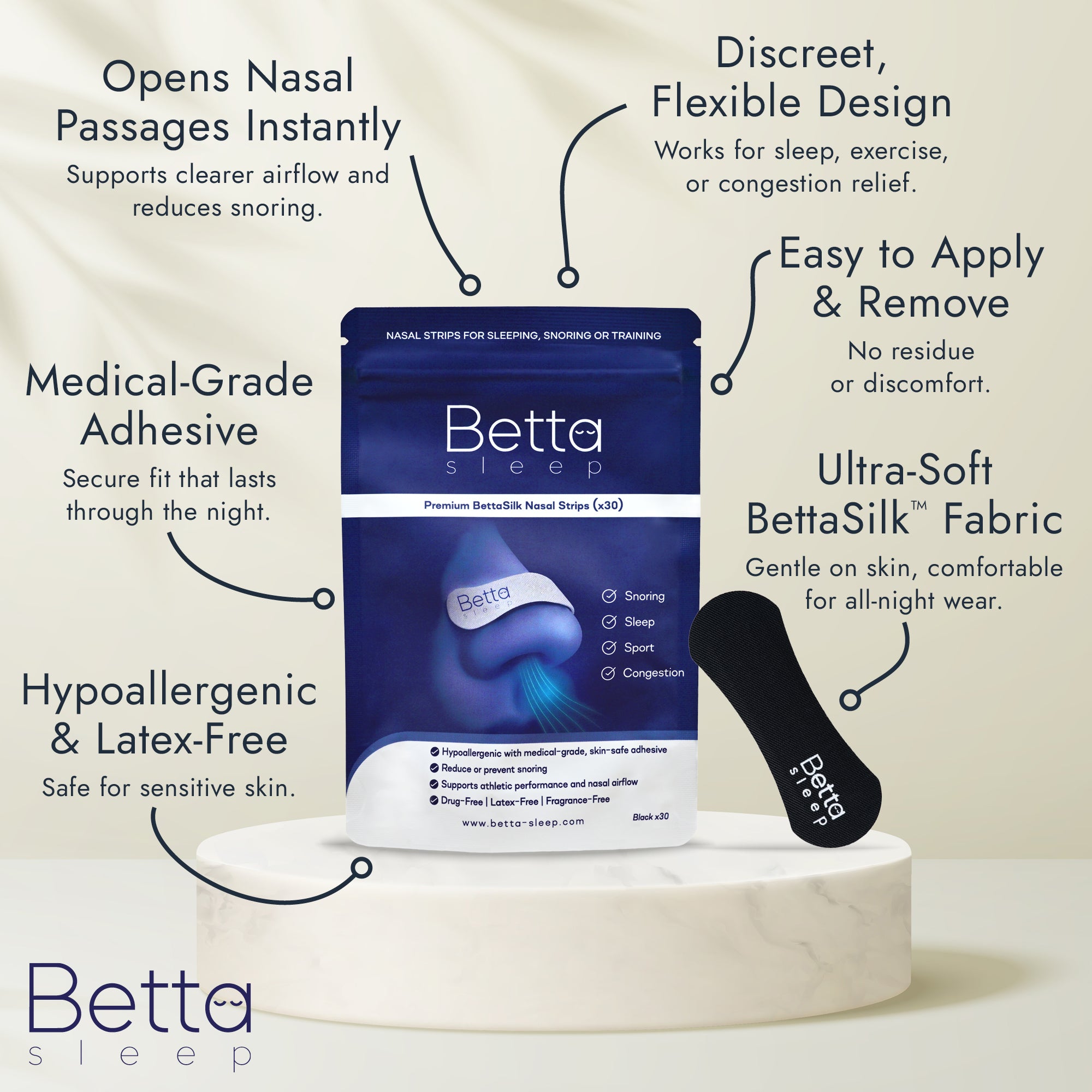 Betta Sleep Nasal Strips – 30 Pack