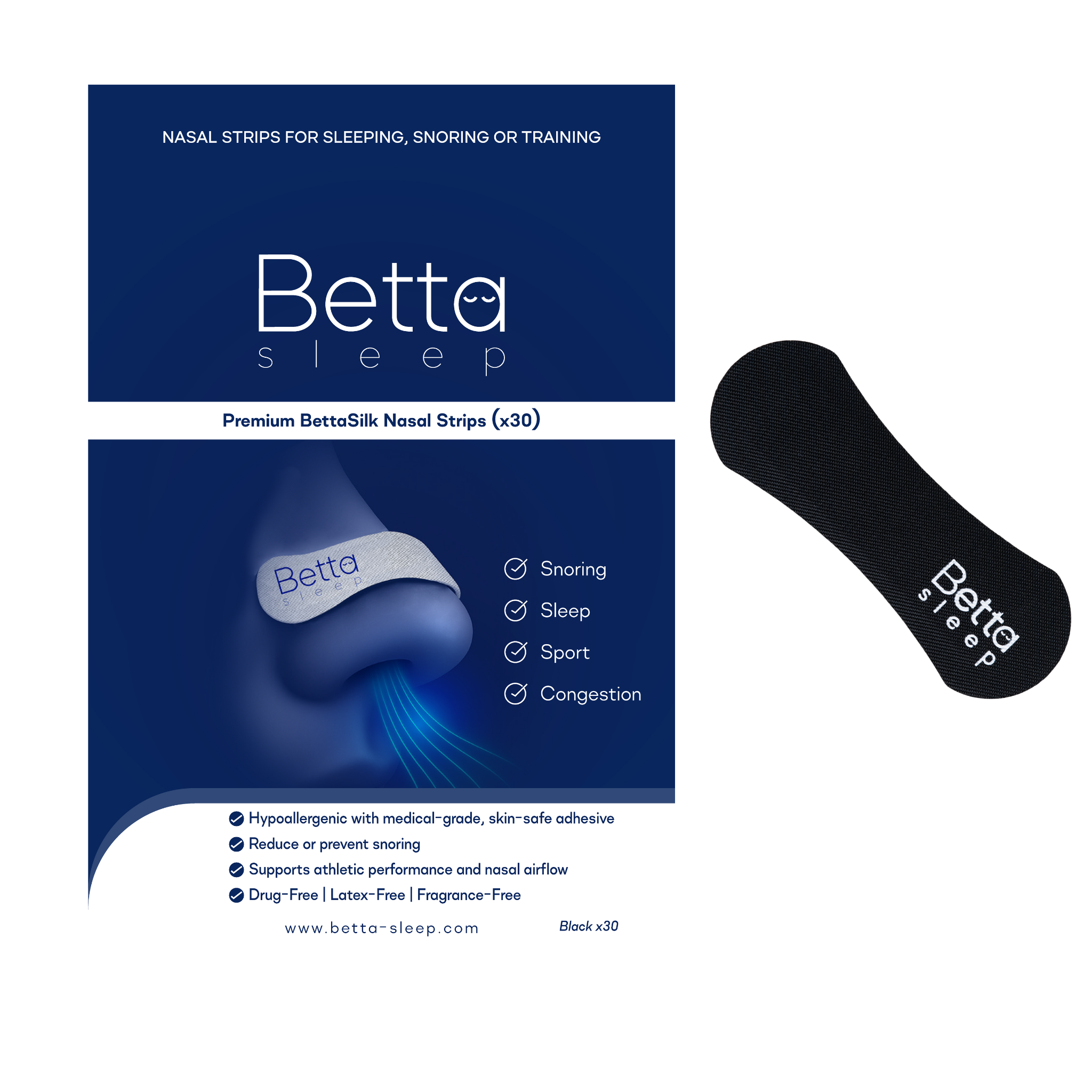 Betta Sleep Nasal Strips – 30 Pack