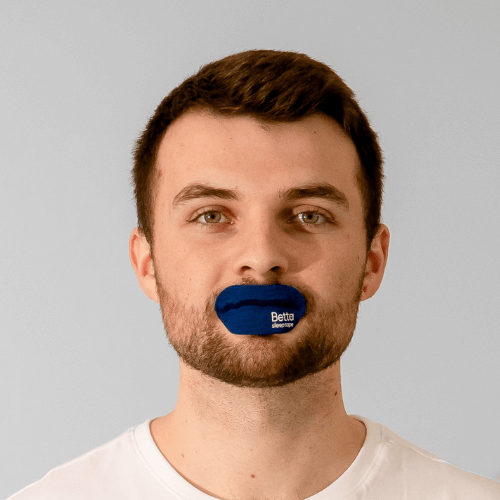 NZ Model wearing mouth tape